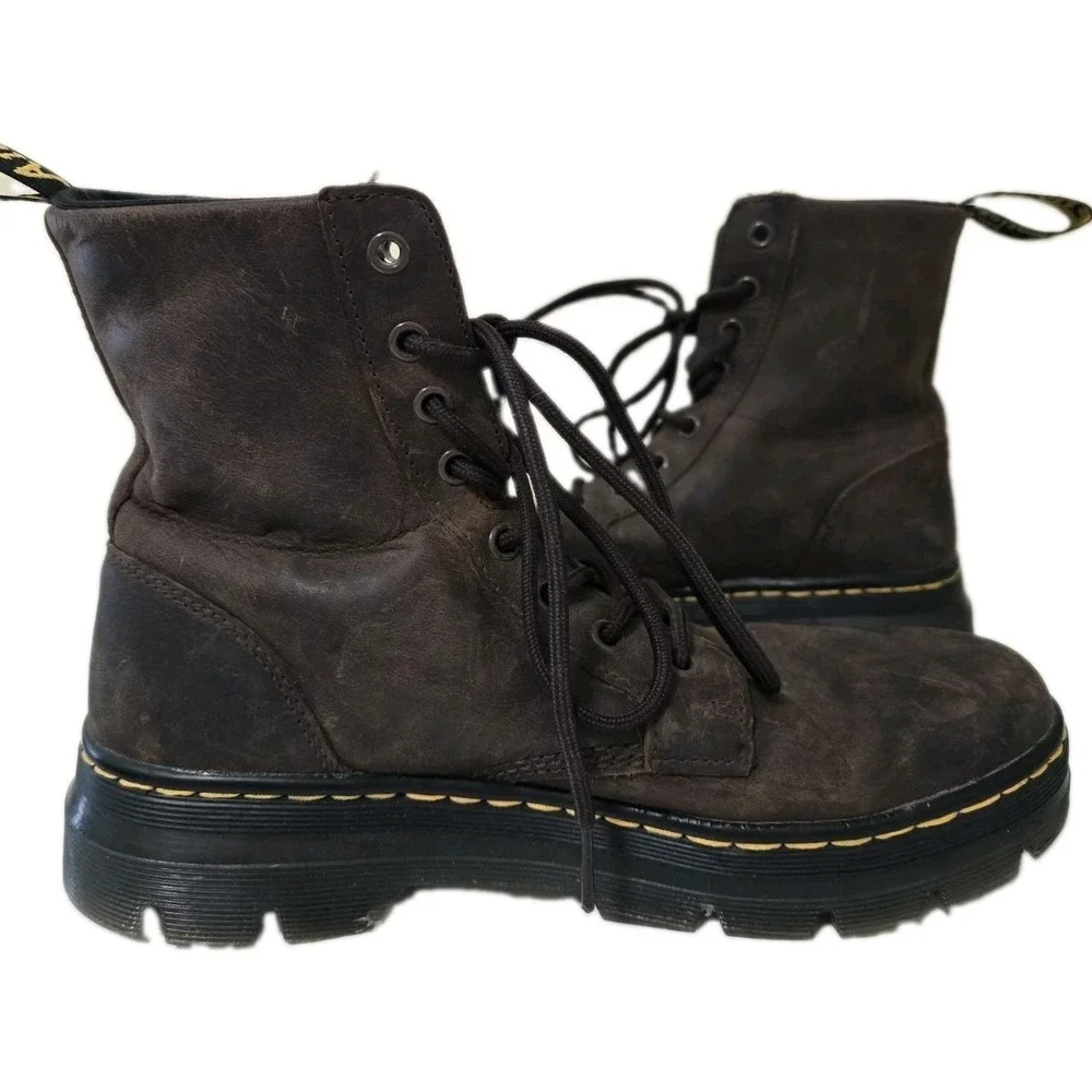 Dr Martens Combs Leather Casual Boots Crazy Horse Brown Mens Size 8 Womens 9